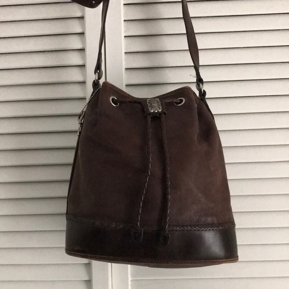 Fossil Brown Leather Bucket Bag. Genuine leather